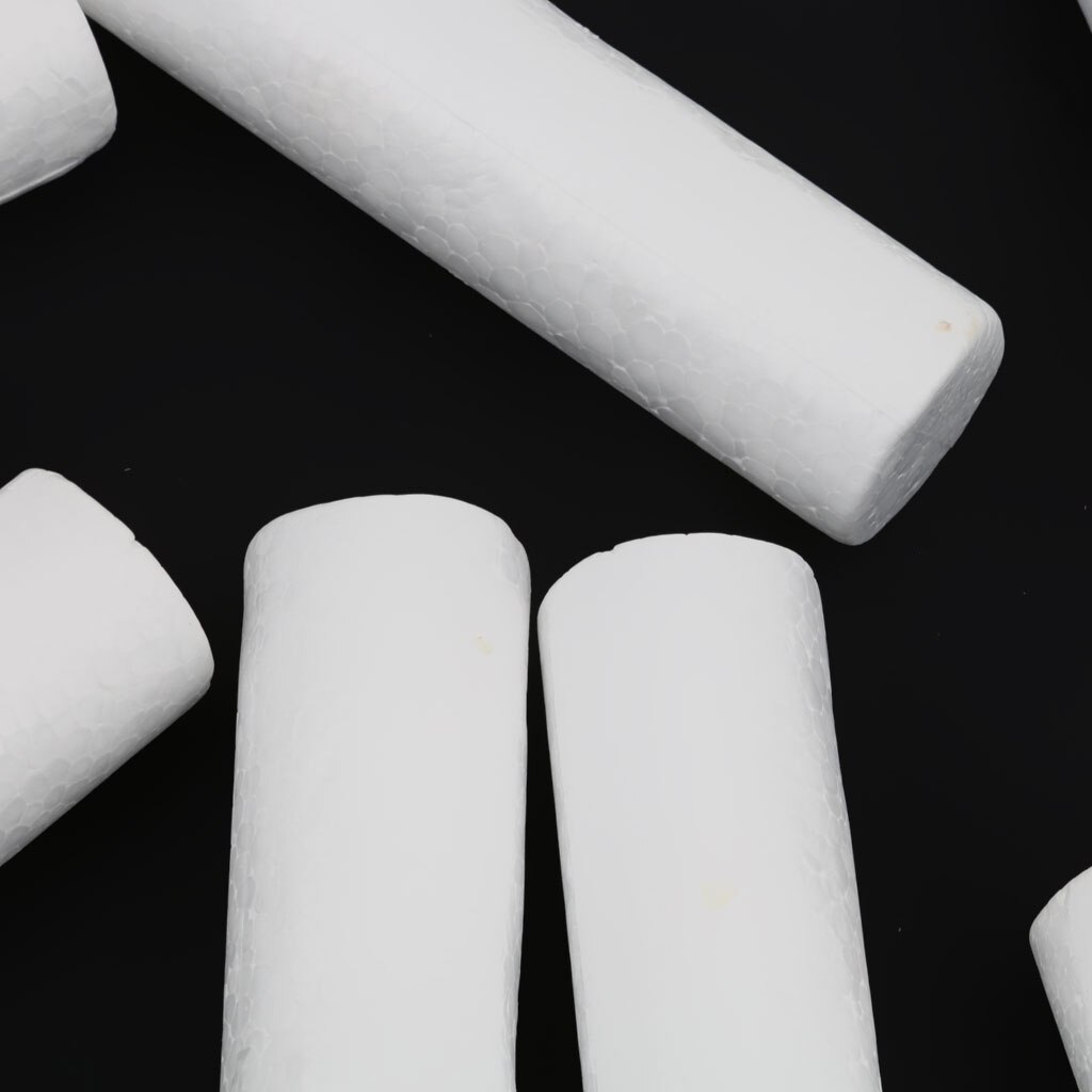 Pack of 10 White Modelling Craft Polystyrene Foam Cylinder Pillar Kids Craft DIY Decoration12cm