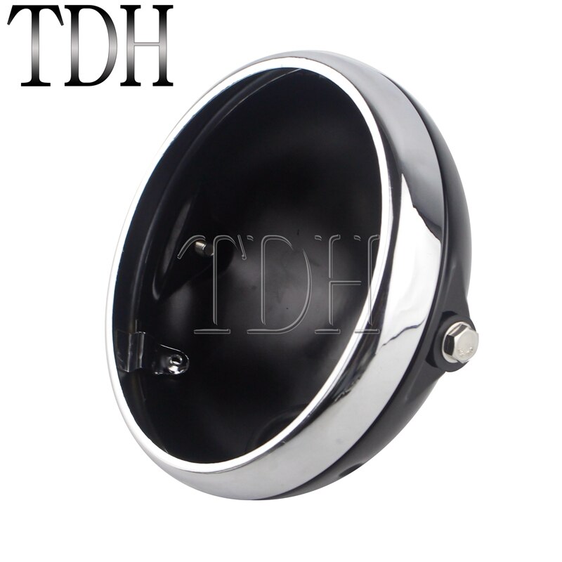 7 Inch Motorfiets Koplamp Cover Zwart Voor Harley Custom Led Koplamp Behuizing Beugel Universele Emmer Shell Vuurtoren: A Black Chrome
