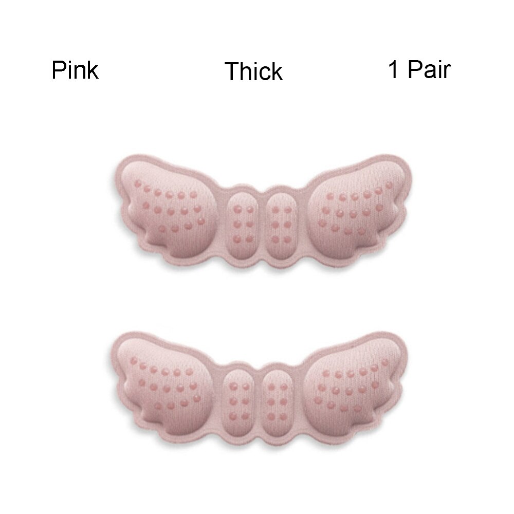 1Pair Butterfly Heel Insoles Heel Shoes Stickers For Heels Length Shoe Heel Pad Foot Care Anti Abrasion Keep Abreast Heel Pads: Pink-Thick