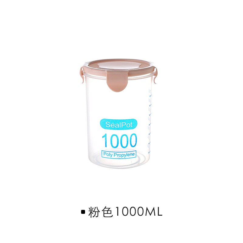Transparent Plastic Sealed Cans Food Containers Kitchen Refrigerators Keep Fresh Storage Tanks Kitchen Storage Organizations: 1000ml-pink