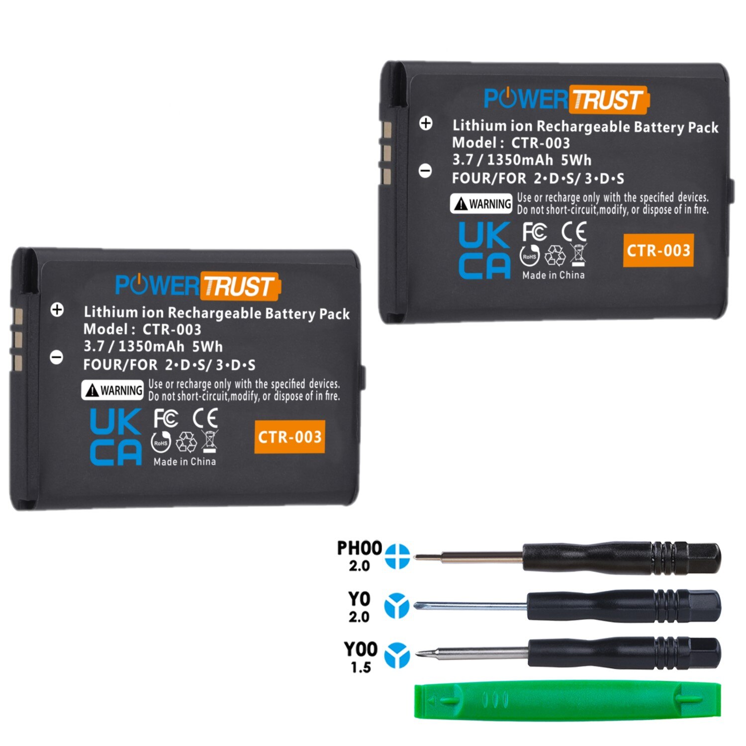 Batterie pour Console de jeu Nintendo 3DS, 2DS XL, 2DS, avec outils, 1350mAh, CTR-003, CTR 003, 1 pièce: 2x Battery