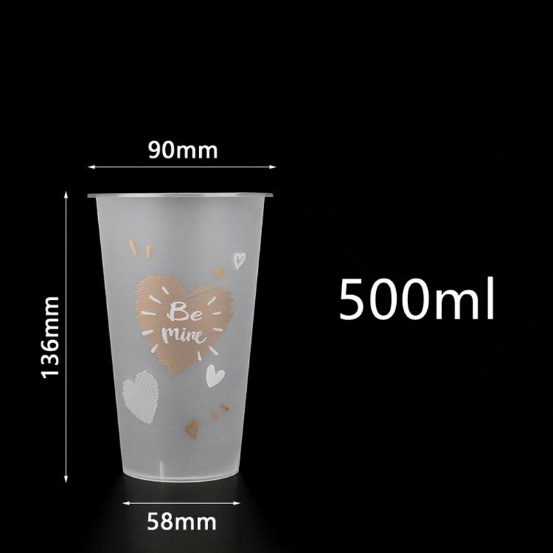 50 st engångs juice kopp 500ml fest födelsedag favor kall och dryck plastmuggar med kärlek lock: Endast kopp 1