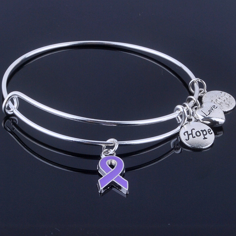 Importa para el cáncer de mama Rosa pulseras con cintas espero Love Faith encantos pulsera brazaletes ajustables para joyería B008: 6