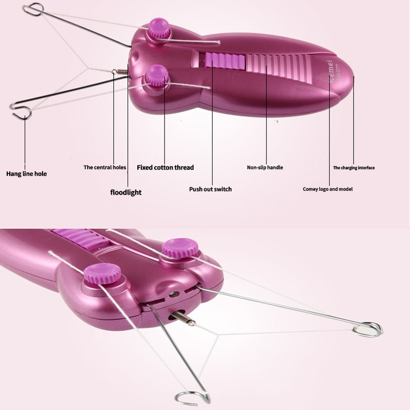 Kemei KM-2777 épilateur dame visage coton fil défaiteur épilateur femmes visage épilateur Machine EU Plug