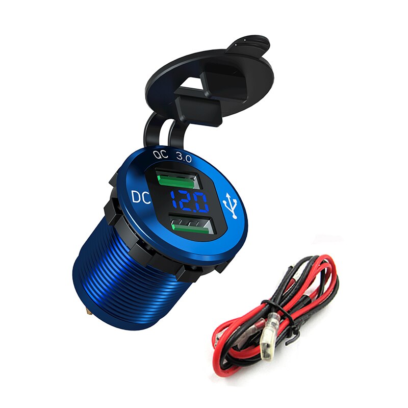 Quick Car Cigarette Lighter Socket 12V-24V QC 3.0 Car charger Waterproof Plug Power Outlet Adapter for Marine Boat Motorcycle