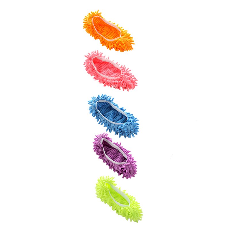 Chenille Dust Mop Slippers Foot Socks Caps Floor Cleaning Lazy Shoe Dust Hair Cleaner For Utensils Accessories Towel Microfiber: Multicolor / 2 piece