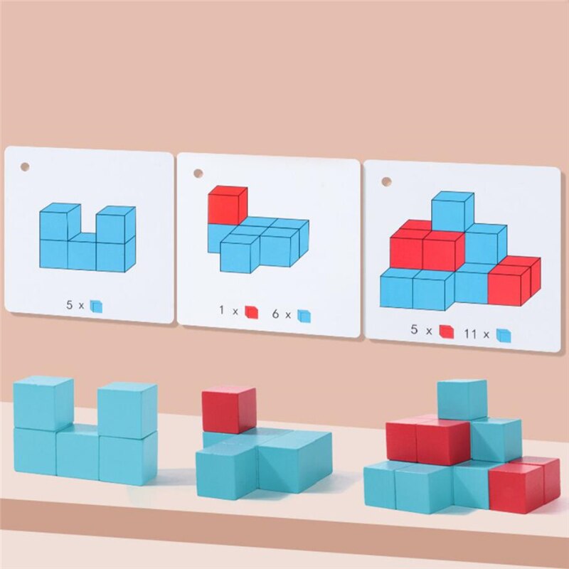 Colorato Cubi di Legno Blocchi di Bambini bambino Precoce Giocattoli Educativi Blocchi di Costruzione per Bambini di colore Di Legno Geometriche Piazze Giocattoli