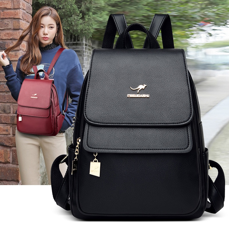 Frauen Leder Rucksack reise schule PU leder Schule tasche einkaufen Rucksäcke reise Schulter Schul