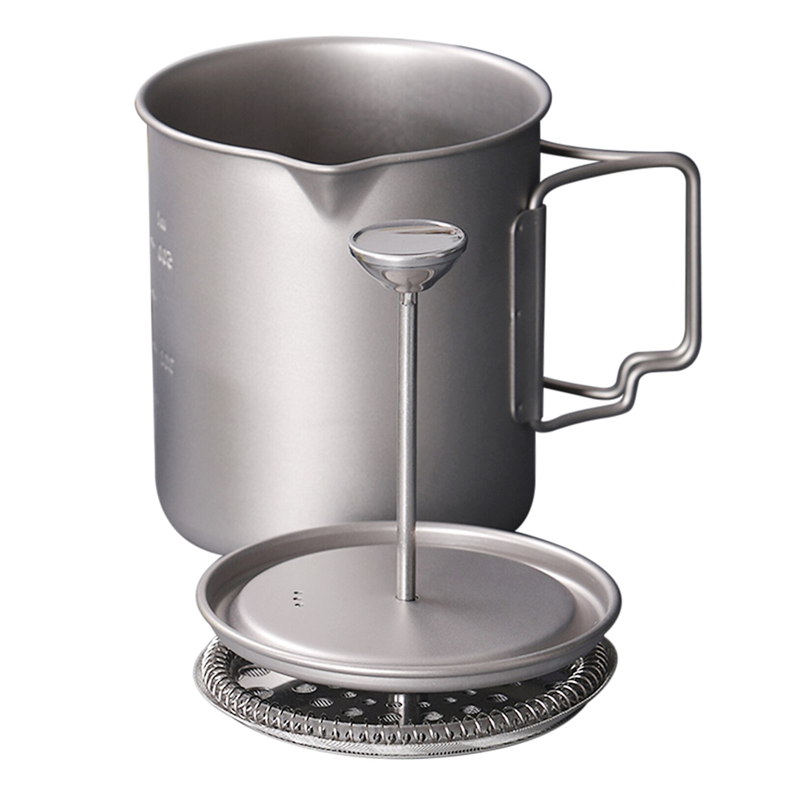 750ml titanium kaffekop krus fransk presse kande kaffemaskine udendørs camping kogegryde med sammenfoldelig titanium ske