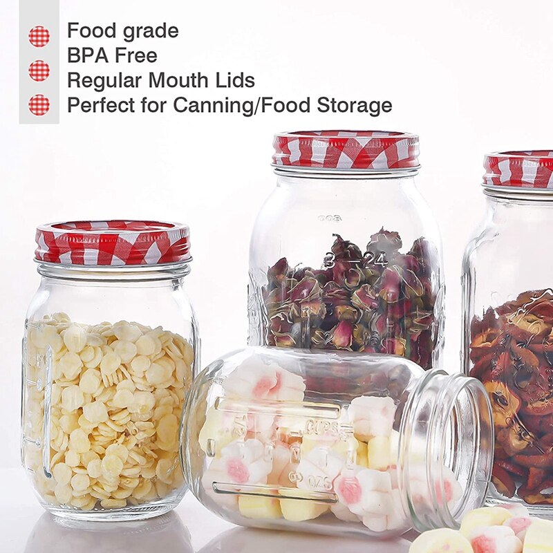 Inblikken Deksels En Ringen, 24 Sets Regelmatige Mond Inblikken Deksels Luchtdicht Lekvrij Mason Jar Caps Mason Pot Deksels