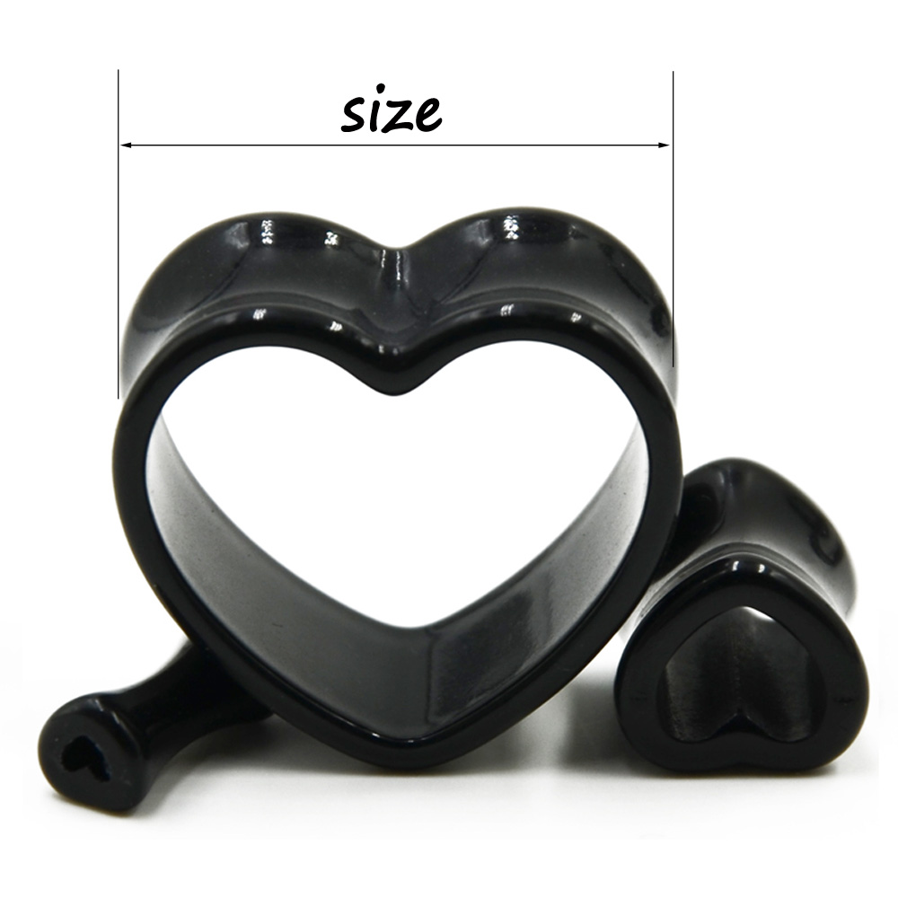 Acrylic Love Black White Heart shaped Hollow Transparent Ear Gauge Piercing Clear Ear Tunnel Ear Expander 4mm-25mm