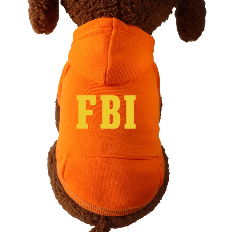Winter Dog Hoodie Sweatshirts with Pockets Warm Dogs Clothes for Small Dogs Chihuahua Coat FBI Police Dog: S / Red