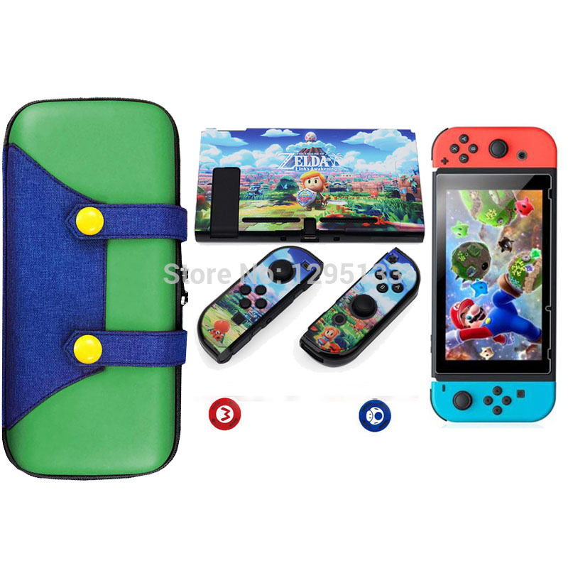 Bolsa de almacenamiento para Nintendo Switch Console protector de pantalla de vidrio templado para Nintendoswitch Joystick Grip Caps para Nitendo Joy-Con