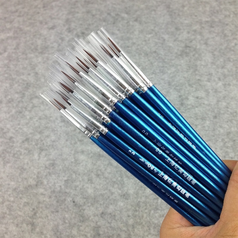 10 Pçs/lote Pincéis Aquarela Guache Pintura Tamanho Diferente Rodada Ponteira Nylon Cabelo Jogo de Escova Materiais de Arte
