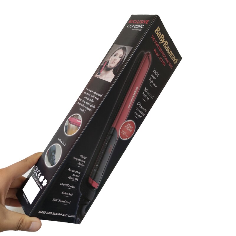 Hair straightener brush LCD Display 2in1 ceramic coating comb flat iron hair professiona tool Curler Hair care Iron: with Retail Box / EU