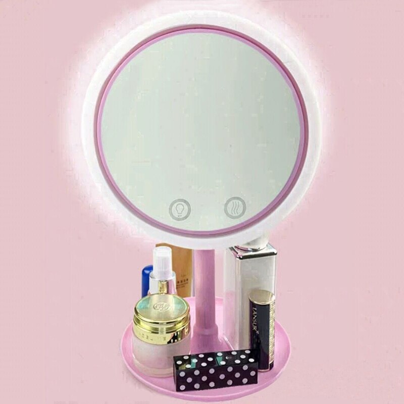 Mirror With Led Light Makeup Mirror Stand For Cosmetics Dressers Led Mirror With Light Side Mirror Folding Set: Pink