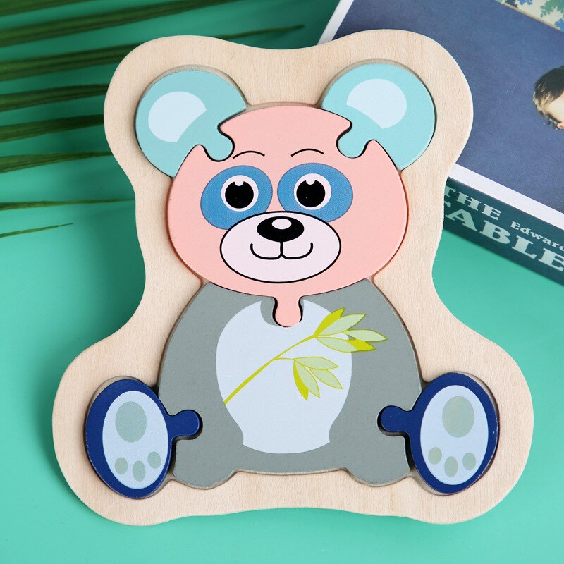 Kids Wooden Puzzles Macaron Colorful Animal Jigsaw Puzzle Toys For Toddler Puzzle Early Educational Toys For Child