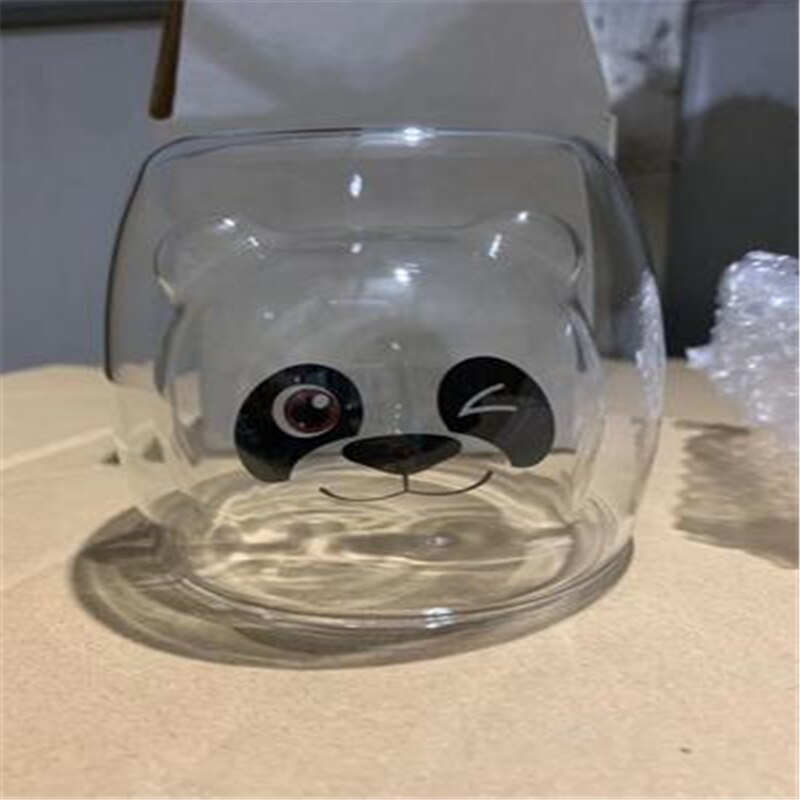 Prevent Scald Cartoon Lovely Double Glass Milk Coffee Cup Kids Party Drinkware Glass Round Mouth Cute Beer Mugs Bear Tea Cups: H