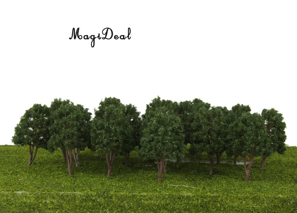 MagiDeal 20Pcs/Pack Dark Green Model Trees N Scale Train Park Railroad Railway Layout Wargame Scenery Scene Diorama Toys 7.5cm