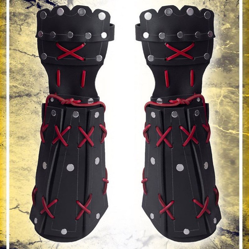 Medieval Samurai PU Leather Armor Bracer Long Gloves Men Cosplay Knight Lace Up Wristband Steampunk Accessories Vambraces: 2