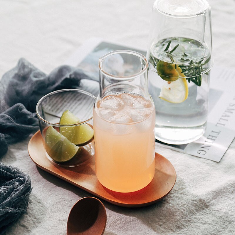 Mini Glass Water Bottle Set Heat-Resistant Juice Container Beverage Jugs Flower Tea Pot Milk Cups Home Supplier Bar Drinkware
