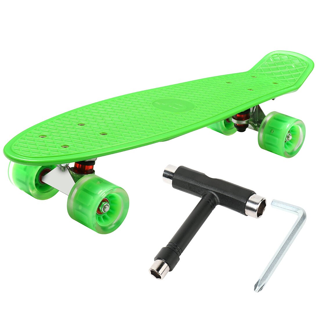 Mini Cruiser Skateboard 22inch Children's Scooter Longboard Retro Penny Board Flashing Wheels Banana Skateboard For Sports: green