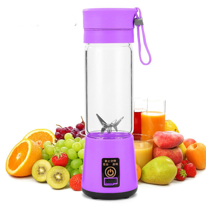 Bærbar blender juicer kop elektrisk usb genopladelig smoothie blender håndholdt juicer kop lille blender mini køkken mixer: Lilla