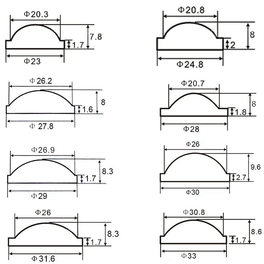 Lente de enfoque acrílico convexo PMMA Plano para linterna de bicicleta, foco de luz, 10, 15, 18, 20, 23, 25, 28, 29, 30, 32, 33, 35, 42mm