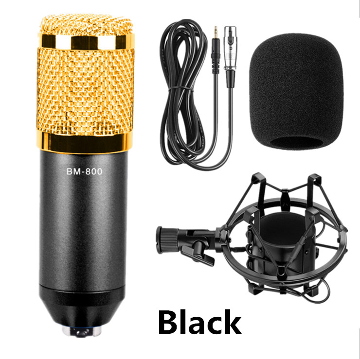 BM800 karaoke microphone studio condenser mikrofon KTV BM 800 mic For Radio Braodcasting Singing Recording computer bm-800: Package1 Black