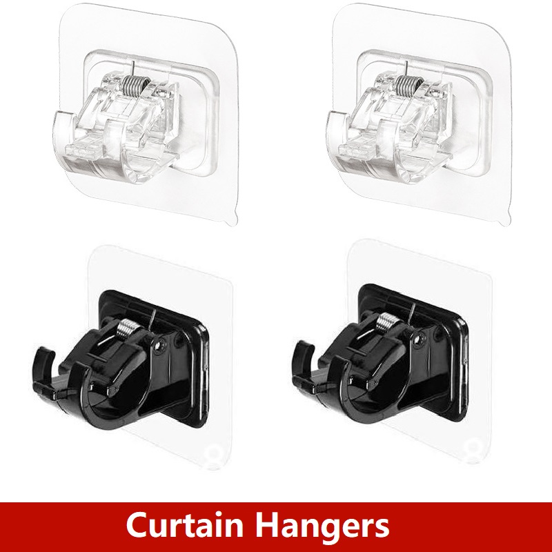 Soportes para barras de cortina, ganchos autoadhesivos para barras de cortina, sin clavos, ajustables, colgadores de cortinas, 2/4 Uds.