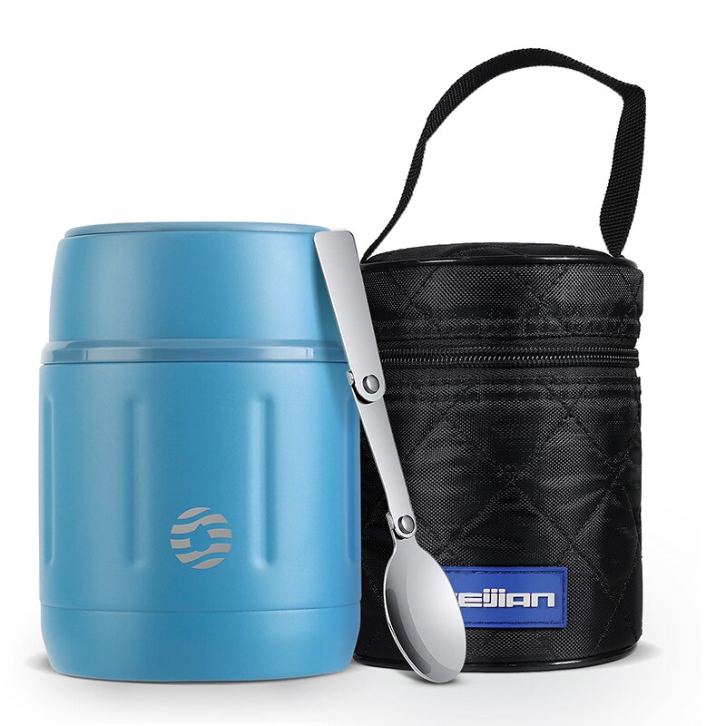 FEIJIAN – boîte à déjeuner, Thermos alimentaire 18/10 en acier inoxydable, conteneurs de soupe alimentaires portables adaptés à la maison et au voyage, gobelet de 500ML: 500ML Blue