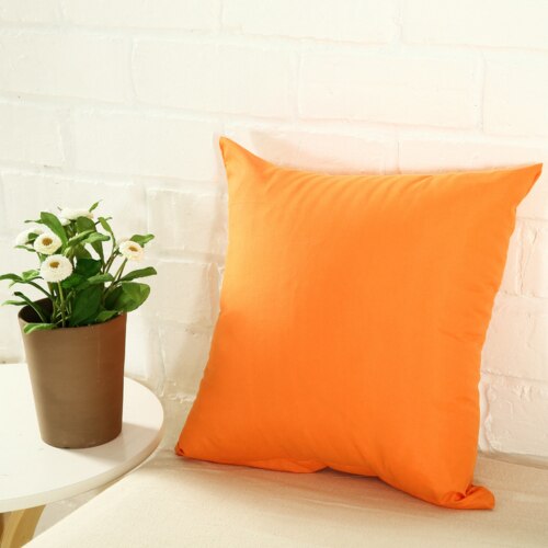 Solid Color Cushion Cover Cushion Case Throw Pillow Case Sofa Bed Office Spandex Supersoft Back Cushion Cover 40 x 40 cm: Orange