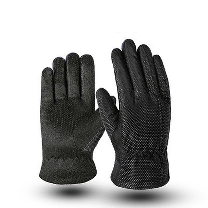 Antislip ski-add pluche zwarte handschoenen grote handschoenen herfst winter warme motorrijden heren handschoenen: K-st-q