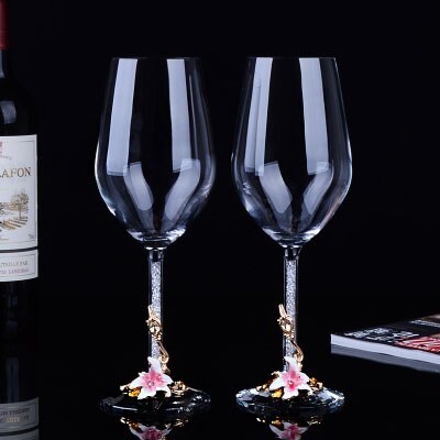 Lead-free Crystal Glass Red Wine Glass Goblet Champagne Cup Diamond Foot Wine Glass Home Drink Ware Cup Nice Wedding: pink
