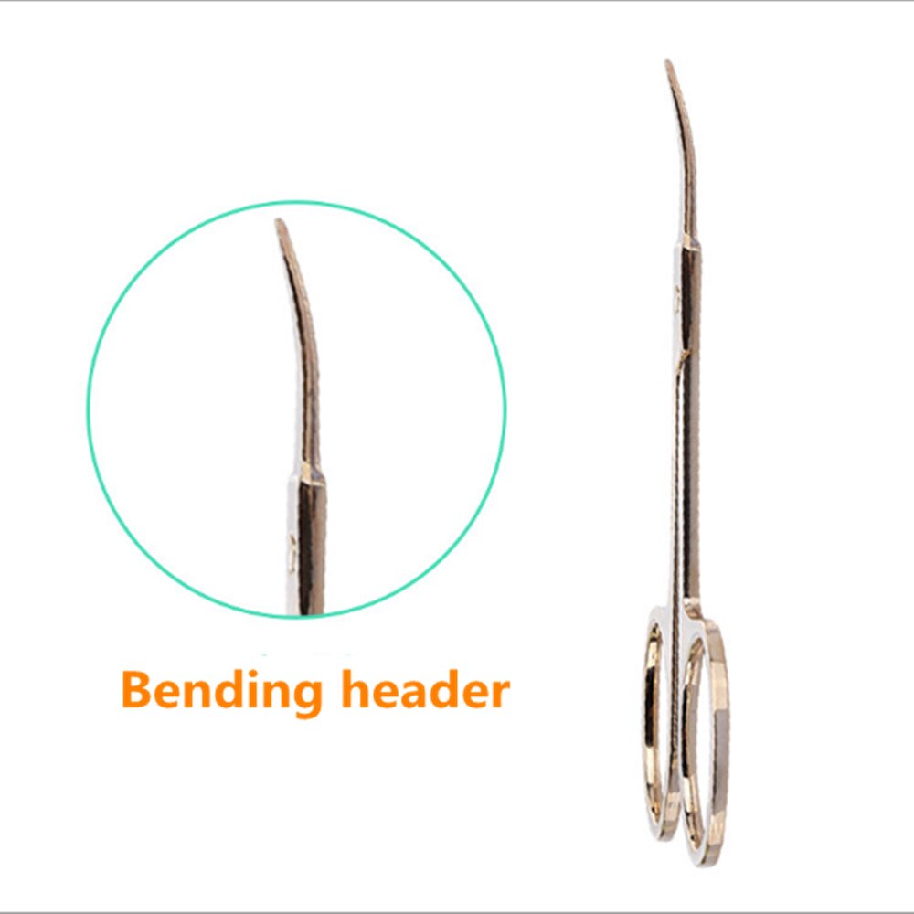 Tijeras de acero inoxidable para cejas, 1 unidad, punta afilada y delgada dorada, para belleza, manicura pequeña, tijeras elegantes