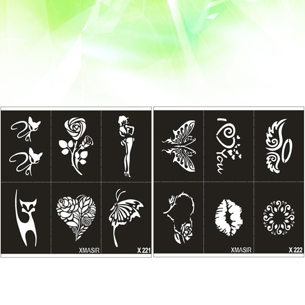 2 hojas de plantillas, suministros DIY de , plantillas de tatuajes, moldes de pintura para almacenar en casa