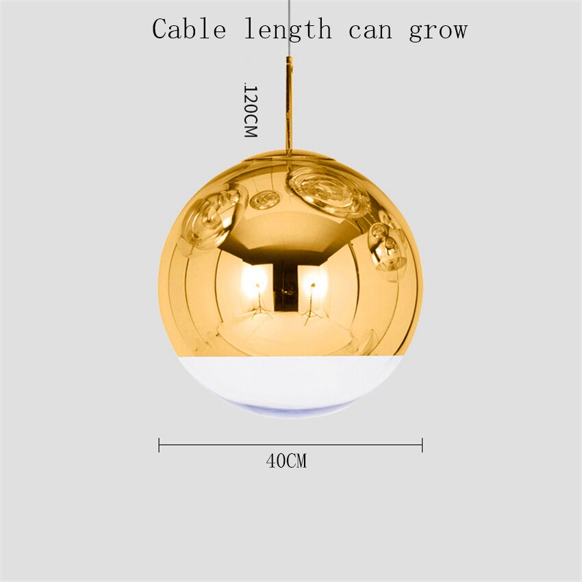 Argent or verre Lustre pendentif lumières Globe boule pendentif LED lampe salon Luminaire suspendu lampara Lustre éclairage E27