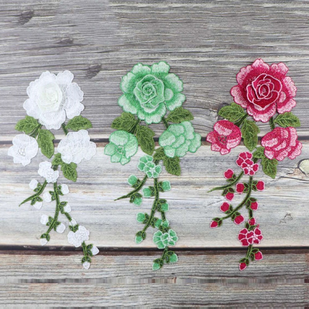 1 Pc Naaien Op Patches Rose Bloem Geborduurd Doek Stickers Stof Patches Applique Levert Chinese Stijl Patches Craft Diy