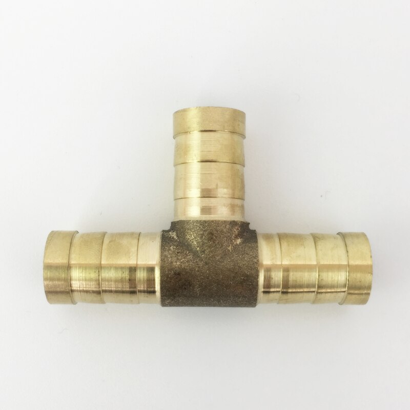 Accesorios para mangueras en T de latón en forma de T, 6mm, 8mm, 10mm, 12mm, tubo de manguera de 3 vías, cobre con púas de acoplamiento