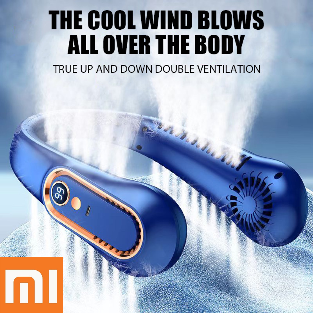Xiaomi-ventilador de cuello sin aspas con pantalla Digital, minienfriador de aire portátil, recargable por USB