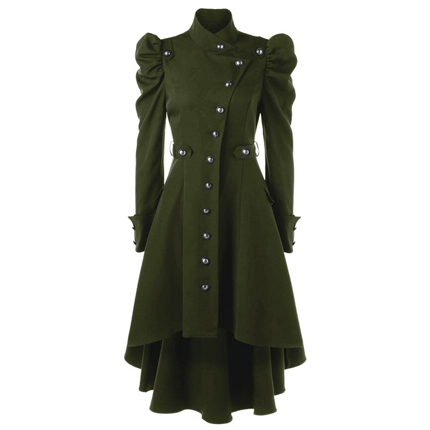 Kappa dam vintage steampunk lång kappa gotisk överrock dam retro jacka lyxmärke laxstjärtsväst femme: Grön / L
