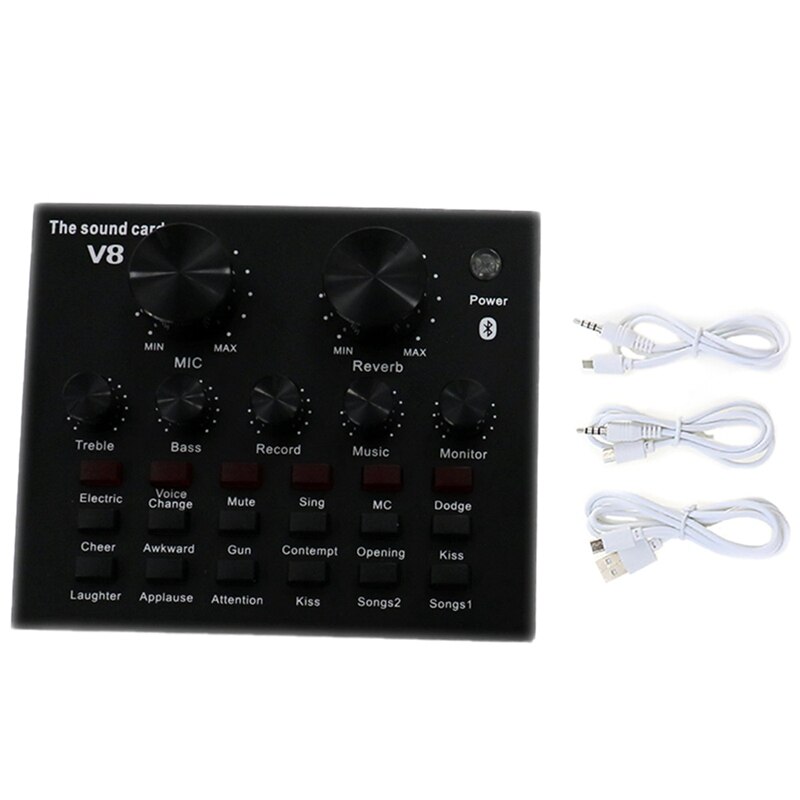 V8 USB 5.0 Audio Sound Card USB External Headphone Microphone Webcast Live Sound Card V8 Sound Card: Default Title