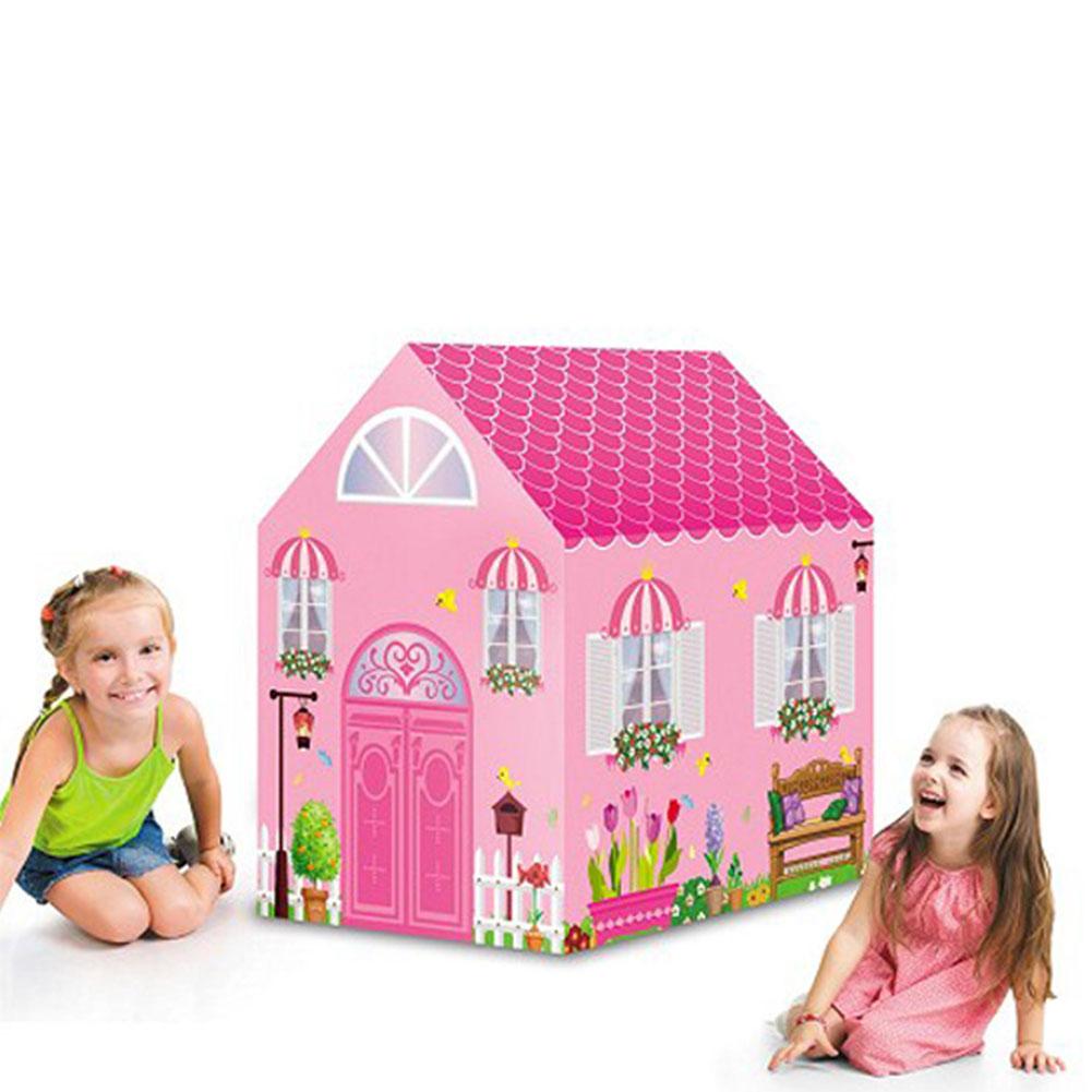 Nyeste børnetelt prinsesse prins legehus børn legehus indendørs udendørs legetøj telte til børn: C