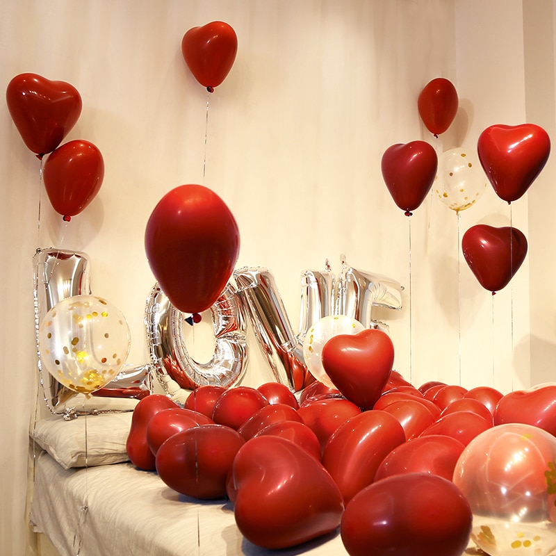 50 stks/30 stks/10 stks Romantische Hartvormige Liefde Latex Ballonnen Helium Ballon Bruiloft Decoratie Ballonnen opblaasbare Lucht