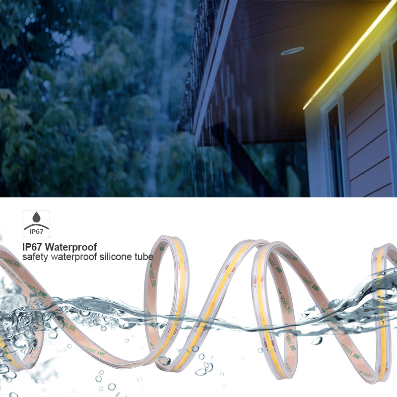 IP67 COB LED Strip Light Waterproof 480 LEDs/m High Density Flexible Tape Ribbon 3000K-6500K Led Lights RA90 Linear Outdoor 24V