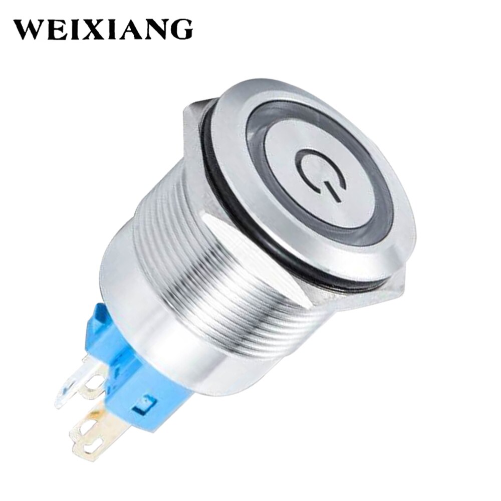 12V Stainless Steel Refit Switch 7/8" 22mm Motorcycle Handlebar Switches Headlight Fog Lamp Light Horn ON OFF Latching Button