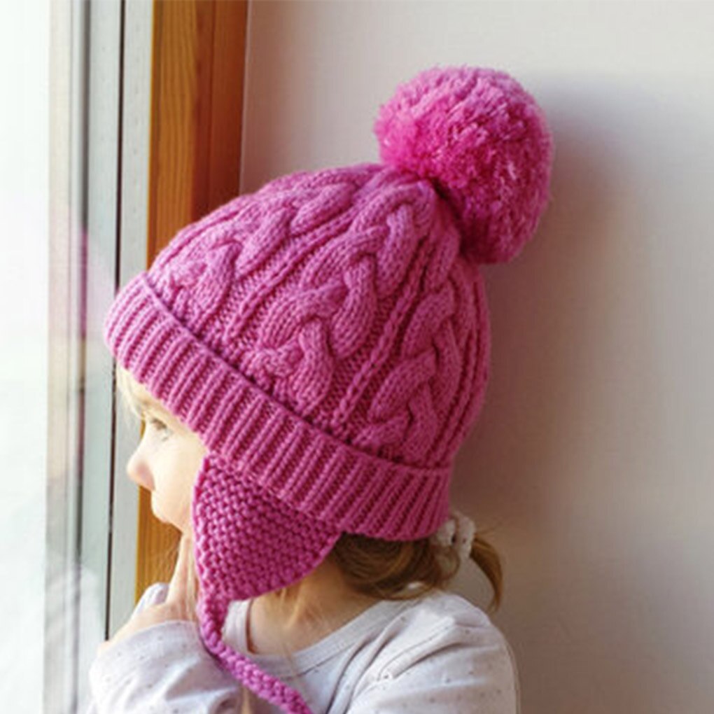 Børn børn strik hue ørebeskytt ensfarvet øreklapper kasket dreng pige efterår vinter varm hue hue nyfødt baby børn kasket