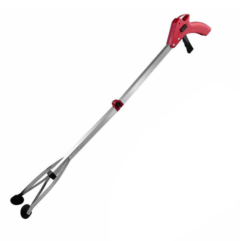 1PCS Folding Household Garbage Picker Alloy Trash Grabber Leaves Pick Garbage Tool Garden For Garden Cleaning Clip Up Waste U8S1: Red