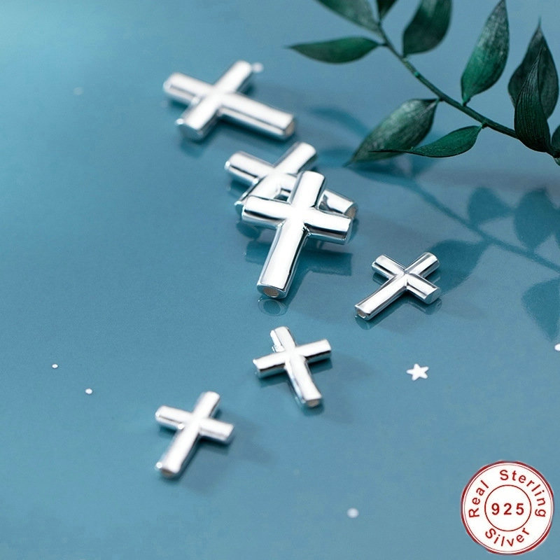 925 Sterling Silver Cross Spacer Charm Beads for DIY Bracelet Necklace Making Loose Beads Jewelry Finding