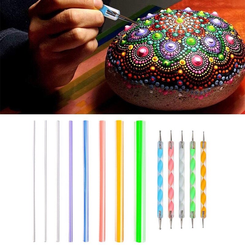 Mandala Dotting Tools Set for Painting Rocks,Painting Rocks Dot Kit,Acrylic Stick,Point Drill Tool,Stencil DIY Wall Art